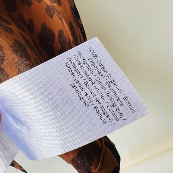 Ganni Sustain Leopard puff sleeves midi dress, Brown Leopard, Size 34 - Picture 9 of 13